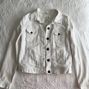 J Crew | White Denim Jean Jacket With Pockets | XS